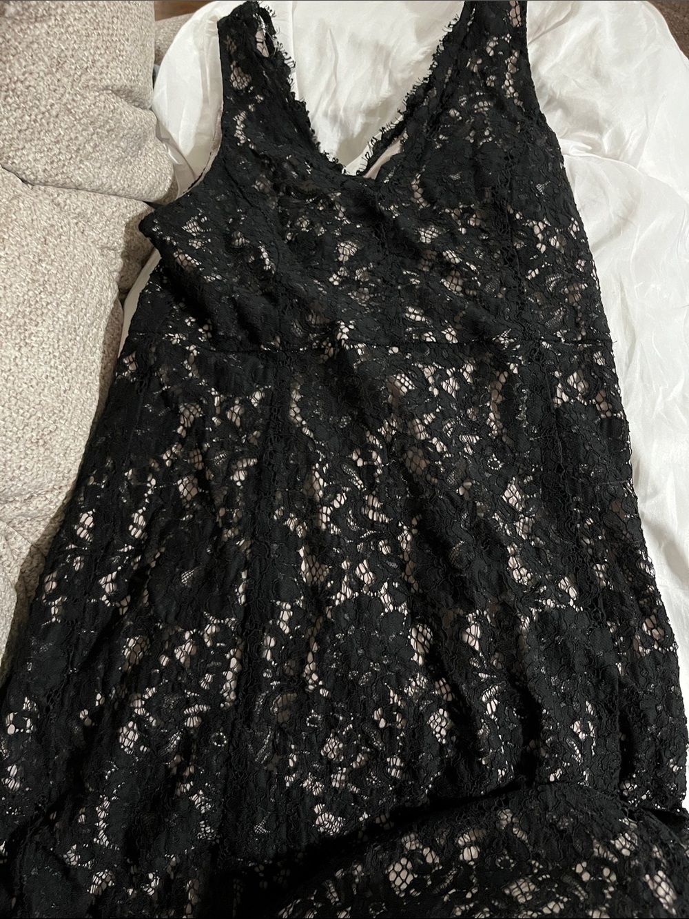 LOFT Black Lace V-Neck Dress